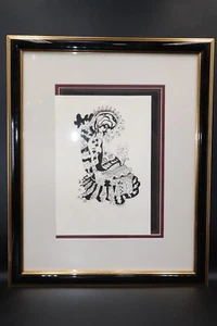 Dibujo a tinta vintage "Sirena" firmado artista G.Vealsquez - Imagen 1 de 15