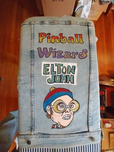 Pinball Wizard Hand Painted Denim Jacket Size Medium - Picture 1 of 8