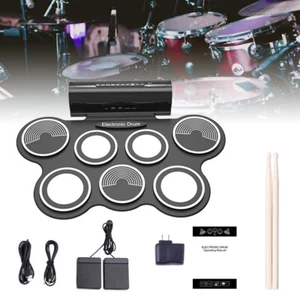KONIX W759 Electronic Digital Drum Kit USB 7 Pads Roll Up Silicone W/ Speaker - Picture 1 of 12