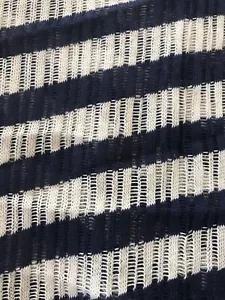 Beautiful Navy Blue & White Weave Stretch Knit Stripe LtWt. 56" W ByTheYard - Picture 1 of 2
