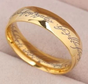 Gold Herr der Ringe Ein Ring Glück Unisex HdR Neuseeland Zaubersprüche Alt - Bild 1 von 8