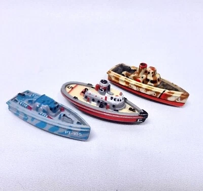 3 Micro Máquinas Barcos 1987 Galoob PT-105, Remolcador 5, Guardia Costera 3 Foto 1 de 4