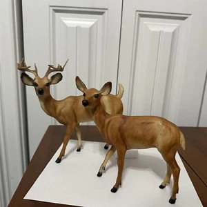 JUEGO DE CIERVOS RENOS DE NAVIDAD DE COLECCIÓN 2 CRIADORES MOLDURAS DE PLÁSTICO DURO CO EE. UU. DEFECTO - Imagen 1 de 8