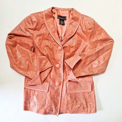 Chaqueta de motociclista Bradley Bayou de colección para mujer pequeña de cuero genuino estampado de piel de serpiente Foto 1 de 4