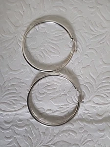 Vintage Signed 925 JCM Silver Hoop Earrings 4.7 Grams 2" - Picture 1 of 4