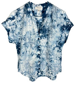 Cloth & Stone Anthropologie Button Down Shirt Damen M blau Batikhemd - Bild 1 von 5