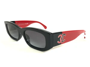 Gafas de sol Chanel 5525-A c.1771/S6 brillantes negro rojo montura lentes grises degradados - Imagen 1 de 12