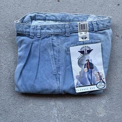 Deadstock Dockers Jeans Men's 33x34 Pleated Denim Levis Classic Fit Vintage NOS - Image 1 of 4