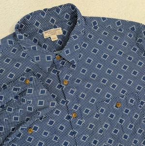 Wallace & Barnes Button Up Men's XL Blue Diamond Polkadot Print L/S Shirt - Picture 1 of 8