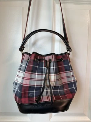 Tommy Hilfiger Bucket Crossbody Black Plaid Drawstring Y2k 90s Bag Purse Preppy - Image 1 of 4