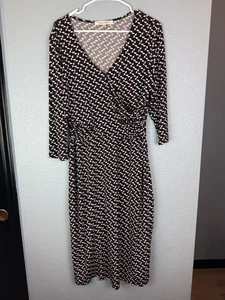 TravelSmith Dress Womens Large Geometric Print Wrap Pocket Made in USA - Picture 1 of 9