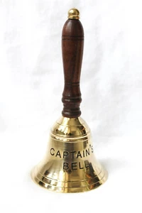 Handglocke Tischglocke 18cm Glocke Messing poliert Holzgriff Captain`s Bell - Bild 1 von 4