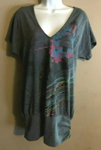 Junior's Women's Unbranded Size M - Gray V-Neck Short Sleeve T-Shirt Short Dress - Picture 1 of 3