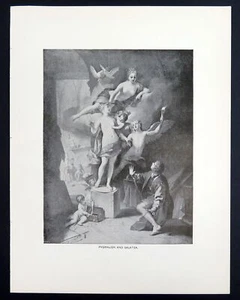 Pygmalion and Galatea, the statue comes alive 1892 Typogravure vintage art print - Picture 1 of 4