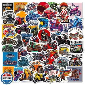 50 Pcs Cool Motorcycle Stickers for Kids, Motorcycle Helmet Sticker for Water - Picture 1 of 5