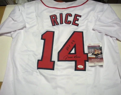 Camiseta firmada por Jim Rice Boston Redsox Hof 2009, AL MVP 1979 JSA/COA Foto 1 de 2