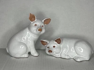Lote 2 Estatuas de Cerdo de Granja Blanco - Imagen 1 de 10
