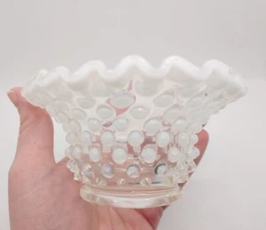 Cuenco vintage con volantes Hobnail blanco pequeño 2,25" de alto MCM mediados de siglo - Imagen 1 de 8