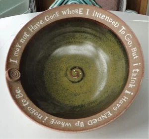 Ciotola ceramica smaltata sale vintage Douglas Adams rim citazione potrei non essere andato dove sono - Foto 1 di 11