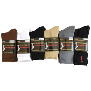 Premium Pure Cotton Double Cushion Crew Socks Foot Sport Socks Work Dress Casual - Picture 1 of 29