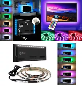 KIT TV STRISCIA TV STRIP LED USB RGB 5V PER RETROILLUMINAZIONE 2Mt 3 Mt 5Mt - Foto 1 di 9