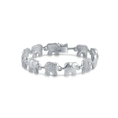 Brazalete con dije de elefante enchapado en rodio joyería de moda para mujer Foto 1 de 3