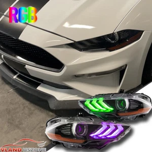 Update RGB Headlight For 2018-2022 Ford Mustang GT EcoBoost Headlamp Accessories - Picture 1 of 14