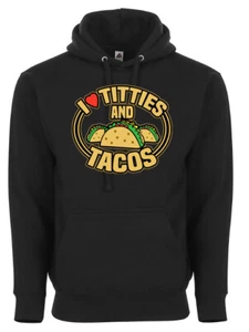 I Love Boobies and Tacos Humor lustige grafische Hoodie-Pullover für Erwachsene - Bild 1 von 4