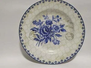 Raro piatto cinese vintage floreale blu e bianco firmato Arco di Trionfo PARIGI - Foto 1 di 7