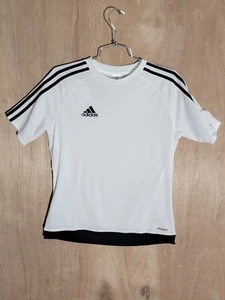 adidas soccer shirt climalite kids youth13-14 L crew neck short sleeve white - Picture 1 of 6