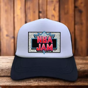 NBA Jam Hombres Trucker Sombrero Negro Snapback 1993 Midway Retro Videojuego Baloncesto - Imagen 1 de 7