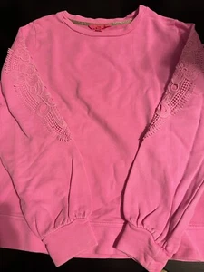 Felpa donna Lilly Pulitzer Katia rosa ricamata manica lunga taglia small - Foto 1 di 5