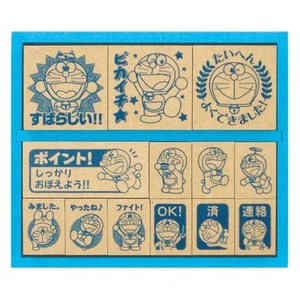 Doraemon Wood Rubber Stamp set SDH-034 From Japan - Picture 1 of 3