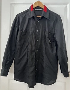 Umberto Bilancioni Mens Black L/S Shirt 48 US Medium Button Down Made In Italy - Picture 1 of 13