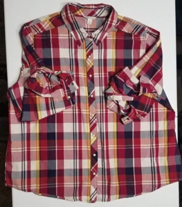 CATO Long Sleeve Roll Tab Pearl Snap Red Plaid Casual Shirt Women's Size XL - Bild 1 von 16