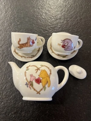 Vintage Disney Winnie The Pooh Mini Teapot Set With Cups & Saucers - Image 1 of 4