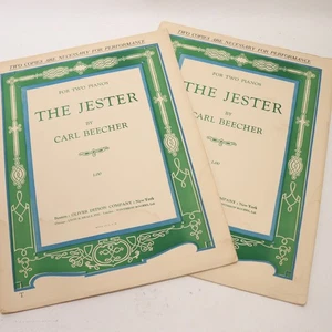 The Jester 2 pianoforti 4 mani 2 spartiti Carl Beecher 1923 Oliver Ditson Co - Foto 1 di 6