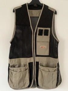 Fieldline Fishing Vest Size Large Beige Canvas Black Mesh Hunting Gilet Pockets - Picture 1 of 10