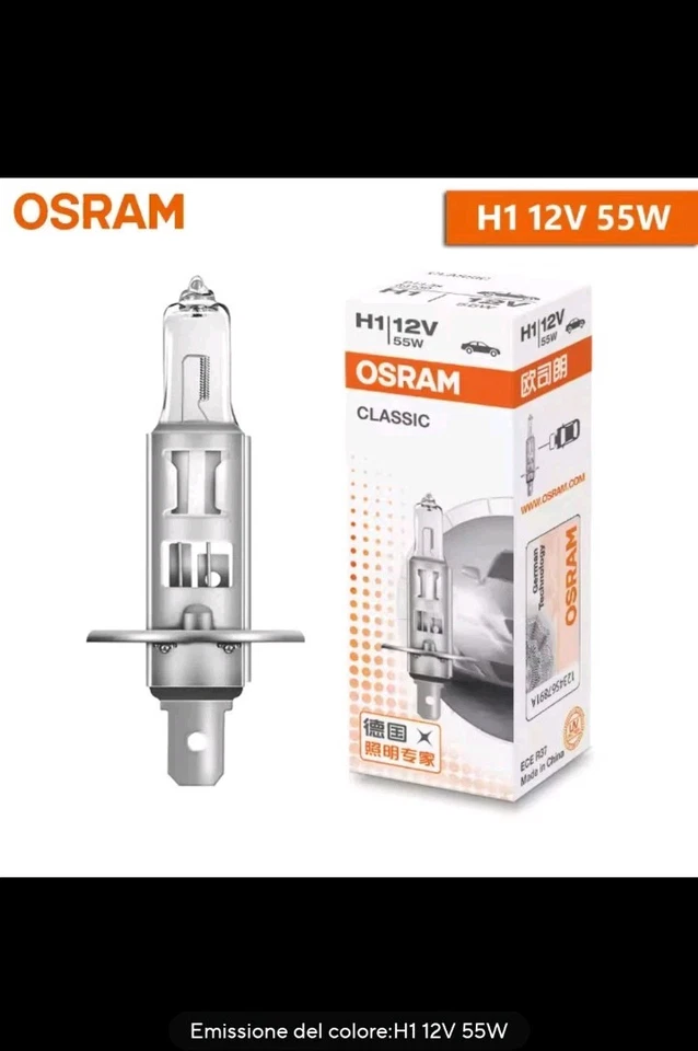LAMPADA DI RICAMBIO PER ARTEMIDE TIZIO 55 ALOGENA 12V H1 OSRAM AUTO FARI RICAMBI - Immagine 1 di 2