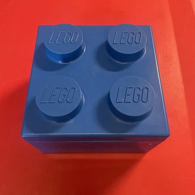 One Blue Lego Storage Brick/Block 5 x 5 Storage Cube 4 Stud Container Snack Box - Image 1 of 4