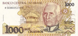 Brasil 1000 cruzeiros UNC P-231b 1991 \e3,6+3,6\r1,6 - Imagen 1 de 1