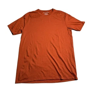 WOOL & PRINCE Men's Burnt Red Orange Wool Short Sleeve Crew Neck Tee Size Medium - Picture 1 of 5