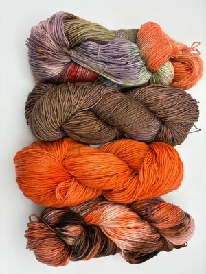 (70,00 €/kg) 4x handgefärbte 4-fach Sockenwolle je 100gr. Farbspiel 33 - Bild 1 von 4