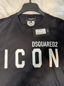 Dsquared2 ICON Men's Black Tee Short Sleeve T Shirt Size XXL Made In Italy NWT - Picture 1 of 5