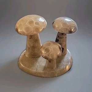 Polished Petoskey Stone Fossils Clustered Mushroom Sculpture Handmade - Picture 1 of 5