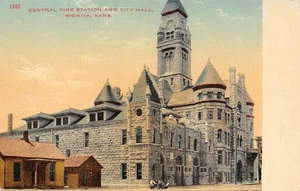 Central Fire Station & City Hall WICHITA Kansas c1910s Vintage Postcard - Picture 1 of 1