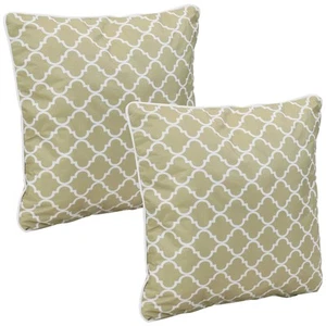 Indoor and Outdoor Throw Pillow - 16 in - Tan/White Lattice by Sunnydaze - Picture 1 of 6