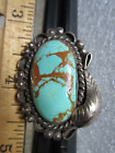 OLD SOUTHWEST NATIVE AMERICAN NAVAJO JUMBO GEM TURQUOISE STERLING SILVER RING