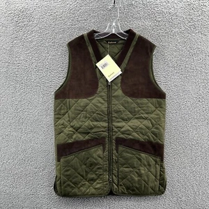 New Barbour Vest Mens Medium Green Hunting Quilted Rear Game Pocket - Picture 1 of 13