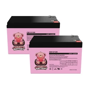 (2) 12V 12AH F2 Battery Replacement for Kid Trax Cat Bulldozer By Charity Batt - Picture 1 of 9